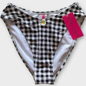 Betsey Johnson Bikini Bottom Checkered Gingham High Rise Waist Sunflower Picnik
